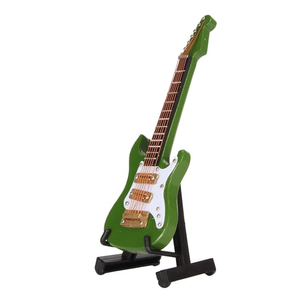 Elgitarr Dekoration Miniatyr Musikinstrument Gitarr för Hem Familj Grön 10cm