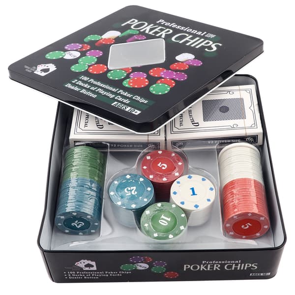 100 stk. pokerchips med bærbar bæretaske til Texas Holdem Black Jack