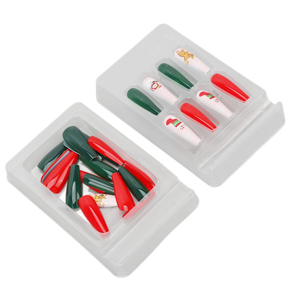 30st jul falska naglar Söt snygg jultomte mönster Slim Xmas Full Wrap lösnaglar till julfest 0070 LJ04
