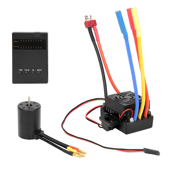 3650 Borstlös motor 4300KV+60A Borstlös ESC T-kontakt Programmeringskort Set för 1//10 RC Bil