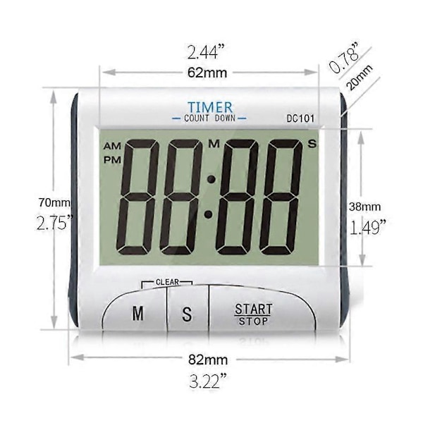 Kjøkkentimer, 24H Digital Magnetisk Elektronisk Kjøkkentimer Digital Timer med Lydalarm LCD-Skjerm Nedtellingstimer Magnetisk Stativ, Elektronisk Tim