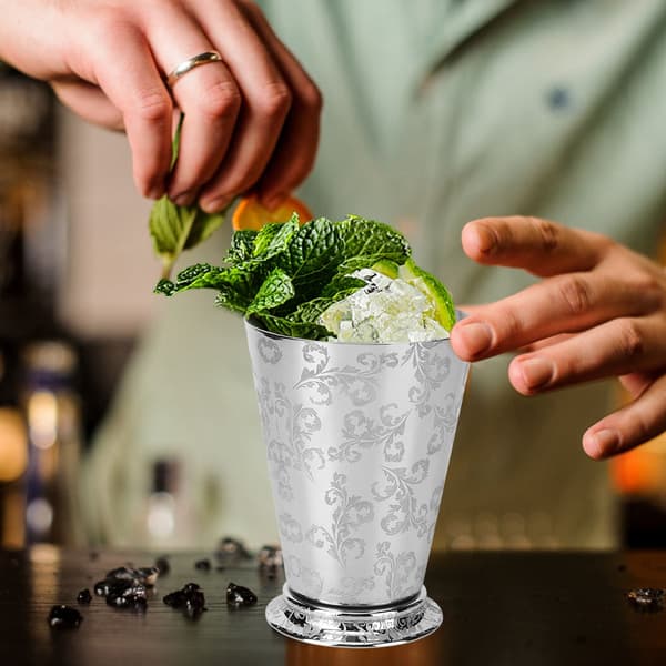 400 ml stilig cocktailkopp i rustfritt stål med trebladmønster, tilbehør til hjemmefestbar