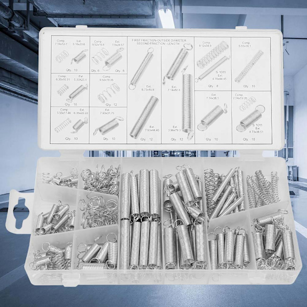 200 st/set Förlängningsfjäder Sortiment Metallfjädrar Kit