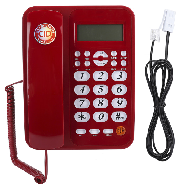 Rød Bordtelefon Hjem Erhverv Fastnet Kablet Telefon Opkalds-ID Fast fastnettelefon