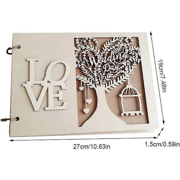 Rustikk gjestebok i tre for bryllup, forlovelse, scrapbooking