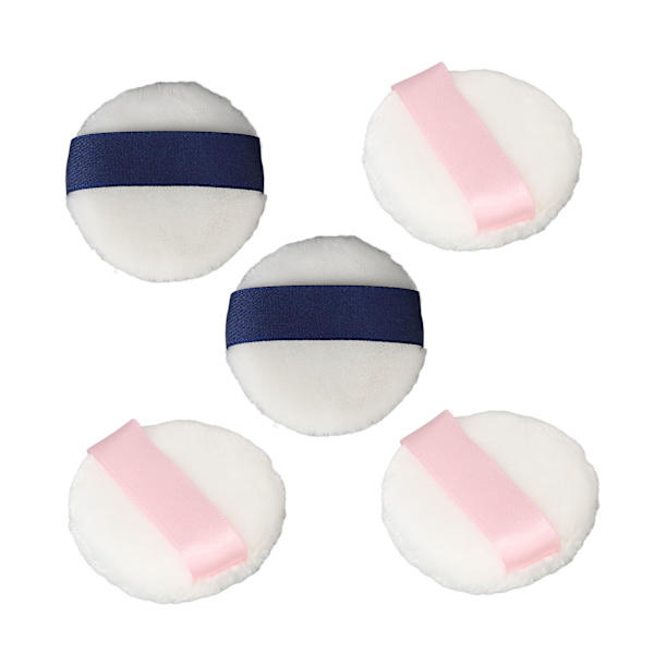 5kpl Powder Puff Super Pehmeä kaksipuolinen Velour puuteripukki naisille vaaleanpunainen ja sininen