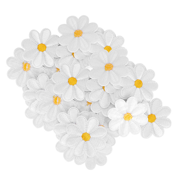 40 stk. broderiklæbestof mønster Daisy stryge patches DIY rygsæk tøj tilbehør