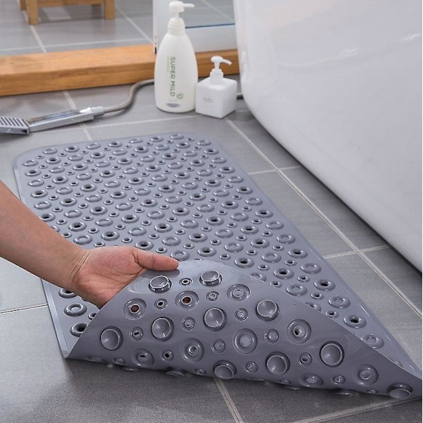 Skridsikker Bademåtte 88 x 40 cm, Anti-skrid Bademåtte med 200 Sugekopper PVC Materiale, Ekstra Lang Bademåtte med Sugekop, Brusemåtte til Børnebadeværelse