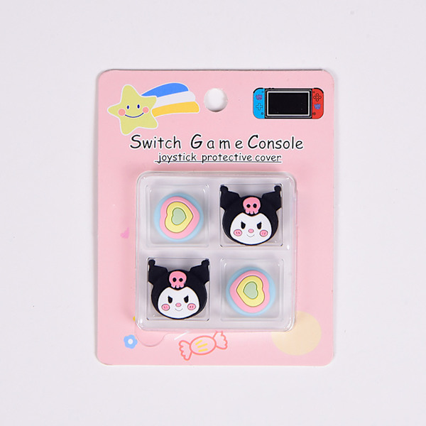 Silikon-joysticköverdrag Söt tecknad ergonomisk reptålig spel tumgreppöverdrag för Switch Kuluomi och Love
