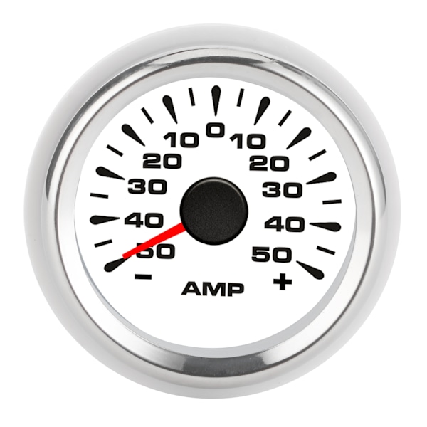 50A Amperemeter AMP-måler LCD-skjerm Stepper Motor Ampere Meter IP67 Vanntett Universal Hvit Skive Sølv Ramme