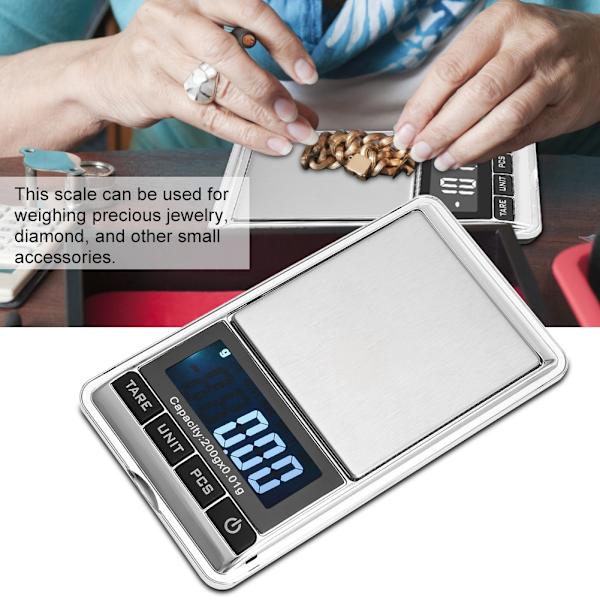 Mini Bärbar Pocket Elektronisk Digital Smycken Precisionsvåg med Digital Display (200*0,01g)