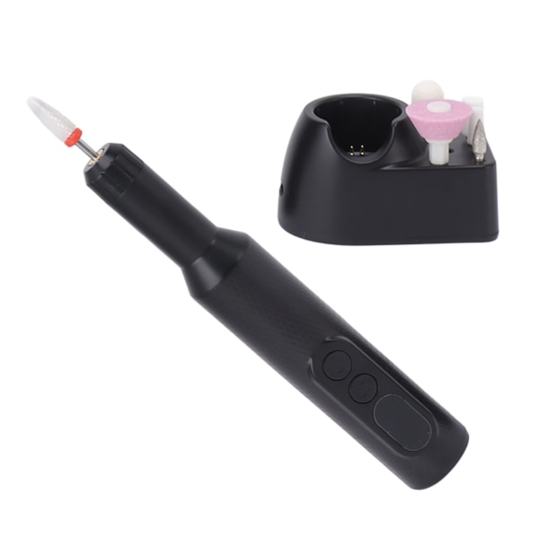 Elektrisk negleboremaskine 18000RPM Dual Charging Dock LED Display 3 Niveauer Justerbar Manicure Pedicure Poleringssæt Sort
