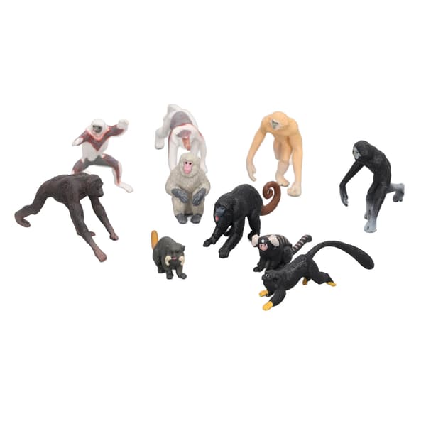 10 STK Primatmodeller Mini Neseape Gibbon Orangutang Lemur Modell Dyrepynt Sett