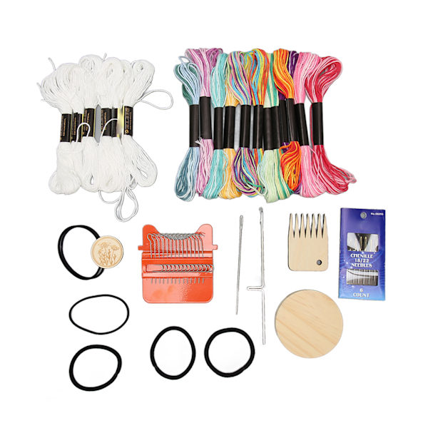 Mini vävstol maskin 14 krokar 18 färger trådar enkel drift bärbar mini stoppning vävstol för hantverk DIY reparation