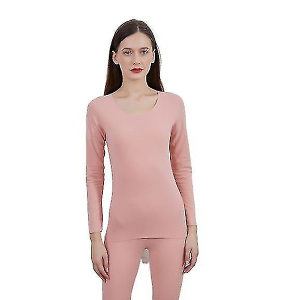 Women's Silk Thermal Underwear Set - Long Silk Underwear Set 2XL light pink