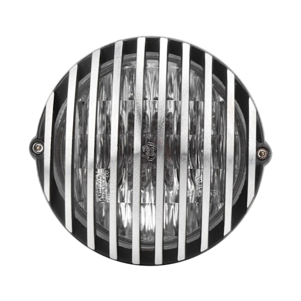 Motorcykel LED-strålkastare Retro Transparent Lins Modifiering med Golden Grille Guard 12V