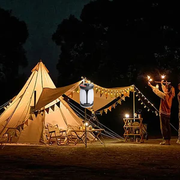 Solar LED Campinglanterne med USB genopladeligt batteri, 4-bladet sammenklappelig nødcampleampe med krog