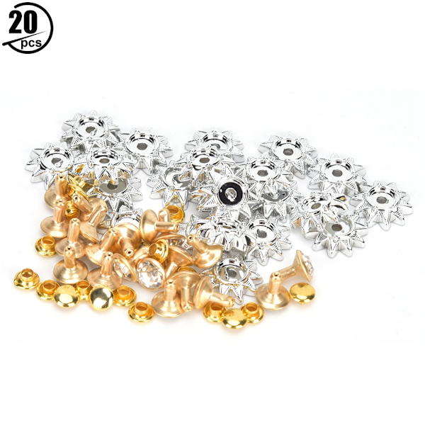 20 set solrosformade nitar kit kläder väskor DIY dekoration glas diamant nitar vit glas diamant