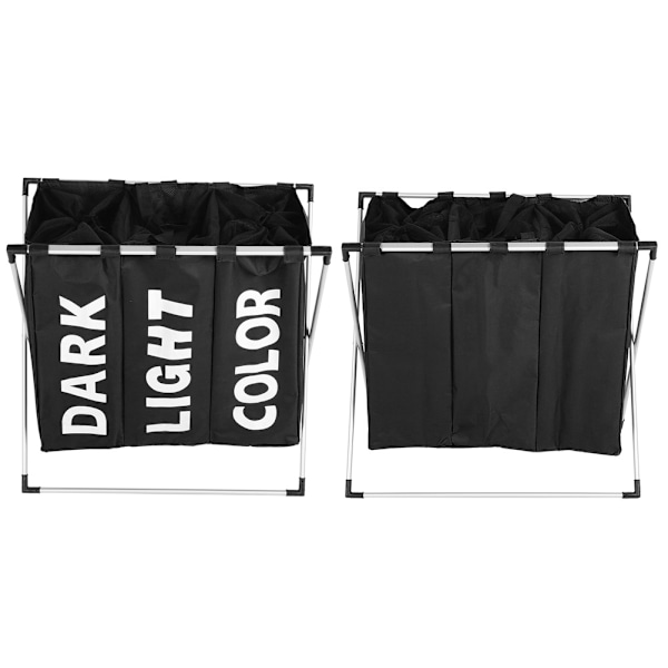 Divided Concise Style Folding Laundry Basket Waterproof Dirty Clothes Storage Basket Black