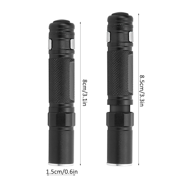 Utomhus Bärbar Mini LED Ficklampa Teleskopisk Pen Form Ljus Ficklampa för Emergencyblack
