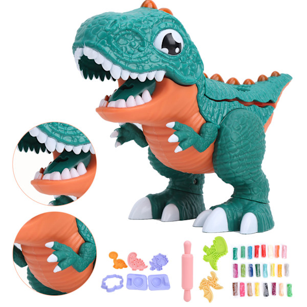 24 väriä lasten muovailuvaha lelu dinosaurus DIY muovailu muotti lapsi mallinnus savi syntymäpäivälahja (värilaatikko + lisävarustepakkaus + 24 väriä savi - vihreä)