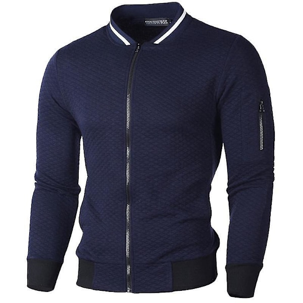 Grid Zip-Up Vinter Bomberjakke Cardigan Frakke XL Blå