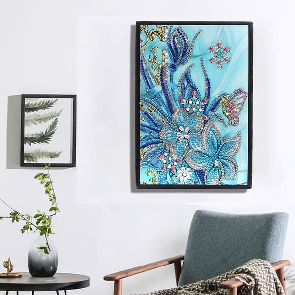 5D Diamantmaleri Notesbog Broderi Dagbog Bog 50 Sider Sommerfugl & Blomst Mønster DIY Diamantkunst Gaver