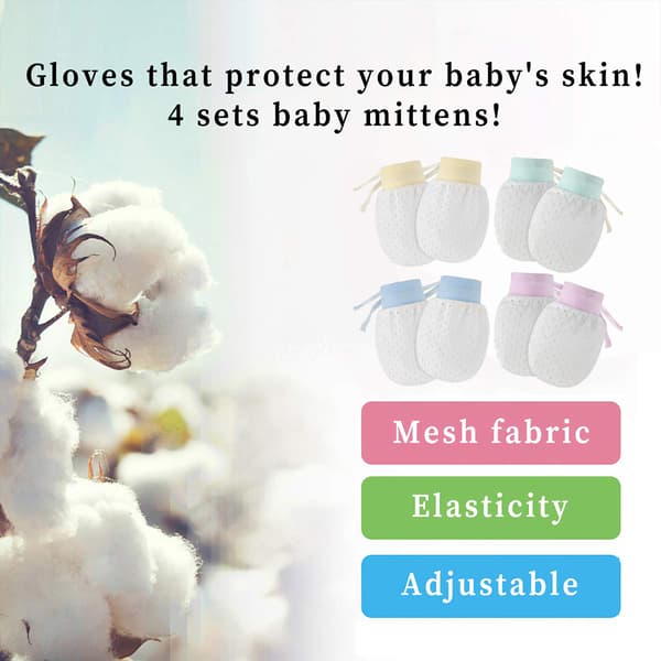 4 Par Baby Mesh Handskar Andningsbara Baby Anti-Rep Handskar Nyfödd Skydd Ansikts-Rep Vantar
