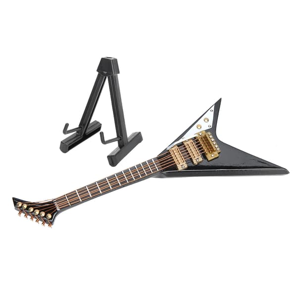 Elektrisk Guitar Model Sort Mini Musikinstrumenter Samling Gavepynt 14cm