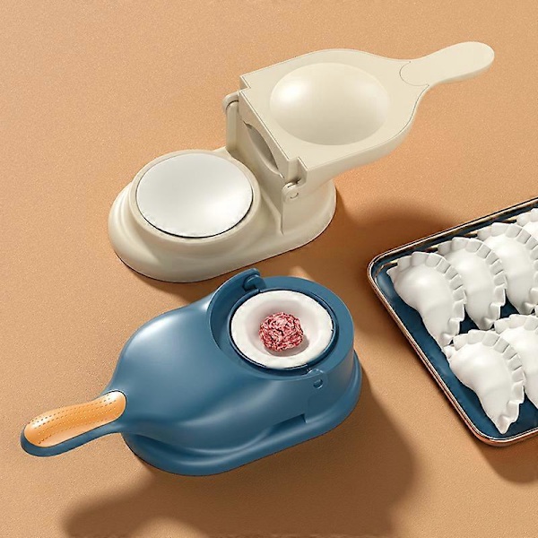 Gul 2 i 1 Dumplingform Dumplinghud Rulledeig Arbeidsbesparende Kjøkken Dumplingmaskin Dumplinghudmaskinverktøy