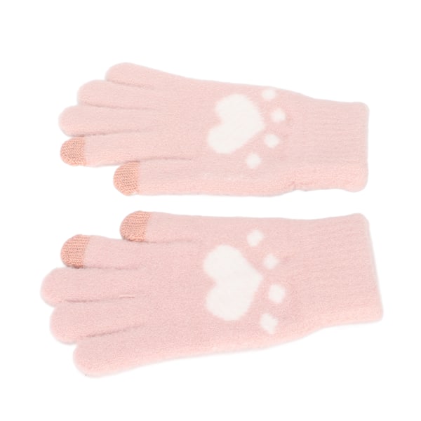 Sødt kattepote mønster touch screen handsker åndbar blød imitation mink varm tyk handskerPink