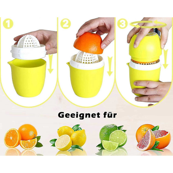 Manuel Citruspresser med Unikt Citronformet Design To Anvendelsesmåder til Forskellige Frugter (gul)