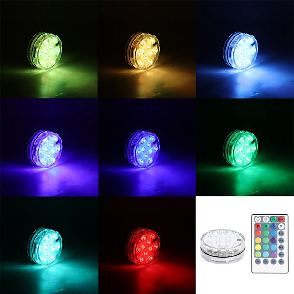 Vandtæt 10LED RGB undervands nedsænkelig lys swimmingpool belysning med fjernbetjening