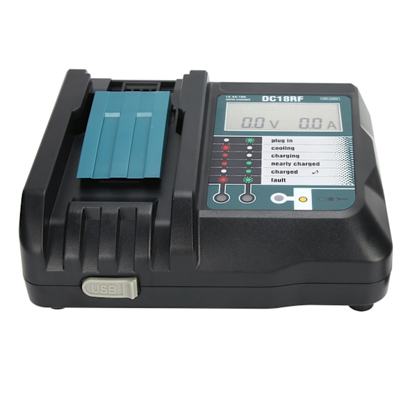 DC18RF laddare med skärm USB-gränssnitt passar för Makita 14V/18V litiumbatteri EU 100V‑240V