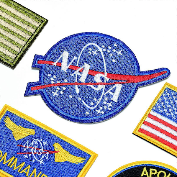 10 st NASA-märken, broderade stryka på/sy på-märken Rymdmärke Applikation för kläder, klänning, hatt, jeans, gör-det-själv-tillbehör