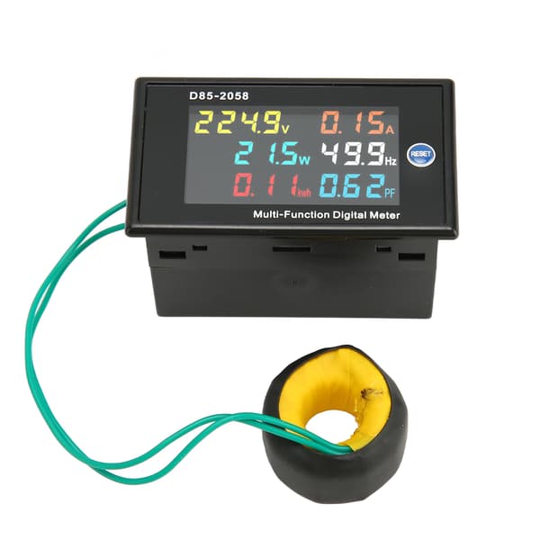 AC Meter Enkeltfase LCD Digitalt AC Panel Meter Spenning Strøm Frekvens Amp Watt Strømovervåker AC40‑300V 0.00-110.0A