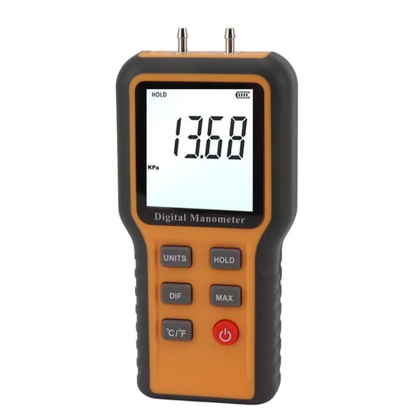 Motor Digital Manometer Differentialmätare Högprecision Dubbelport HVAC Gastestare Lufttrycksmätare