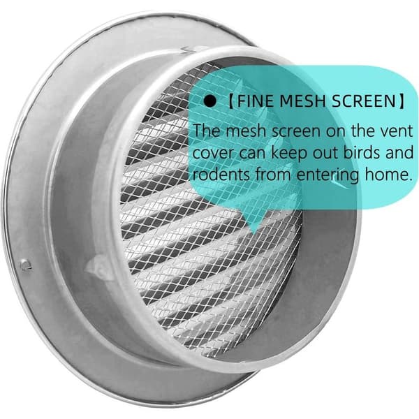 190 mm rund ventilationsrist i rustfrit stål til aftræk, køkken, badeværelse (190 mm)