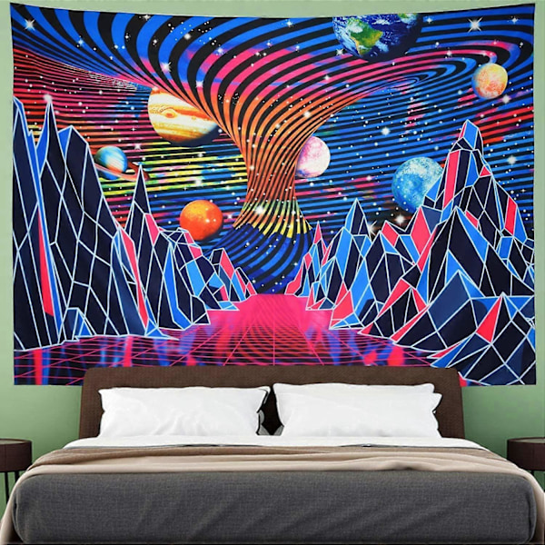 Väggbonad Apisserie Berg Växt Tornado Våg Tapestry Retro Abstrakt Rymd Landskap Psykedelisk Galax Väggbonad för Vardagsrum Ch