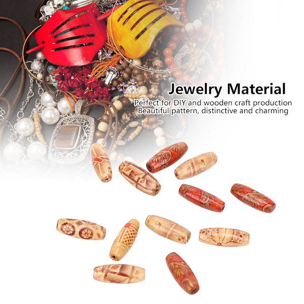200 st DIY träpärlor oval form målad träpärla kit smyckestillverkning tillbehör 23x8mm