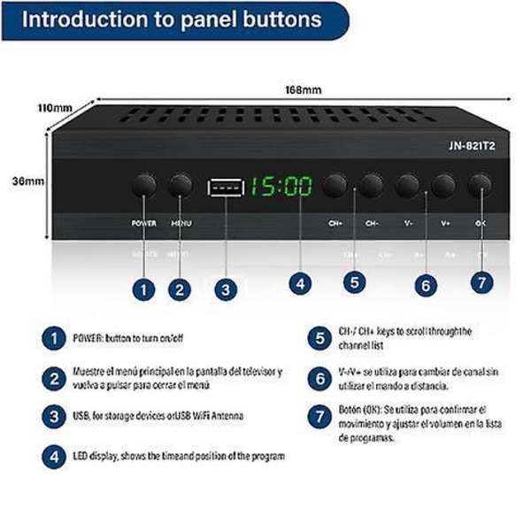 DVB T2 HEVC 265 Digital TV Tuner DVB-T2 265 1080P HD Decoder USB Terrestrial TV Receiver