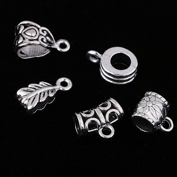 120 st Blandade Tibetanska Silver Bail Pärlor Passar Charm Europeiskt Armband Hänge