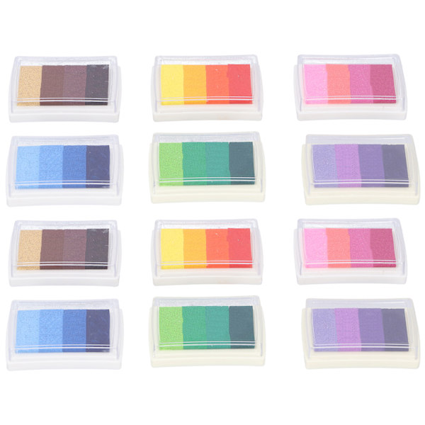 12 st 4 färger gradient bläckdyna set färgglada DIY hantverk kort presenttillverkning stämpelplattor