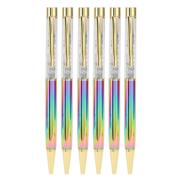 6 stk kulepenn Krystallstein Utskiftbar refill Elegant multifunksjons blekkpenner for studiekontor Business Type 3