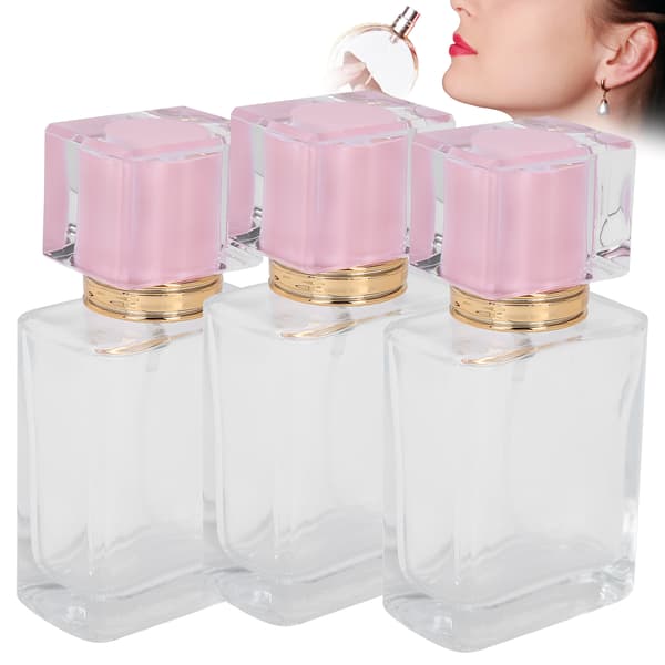 50 ml påfyllningsbar parfymflaska glasspray transparent flytande tom atomizerbehållare rosa
