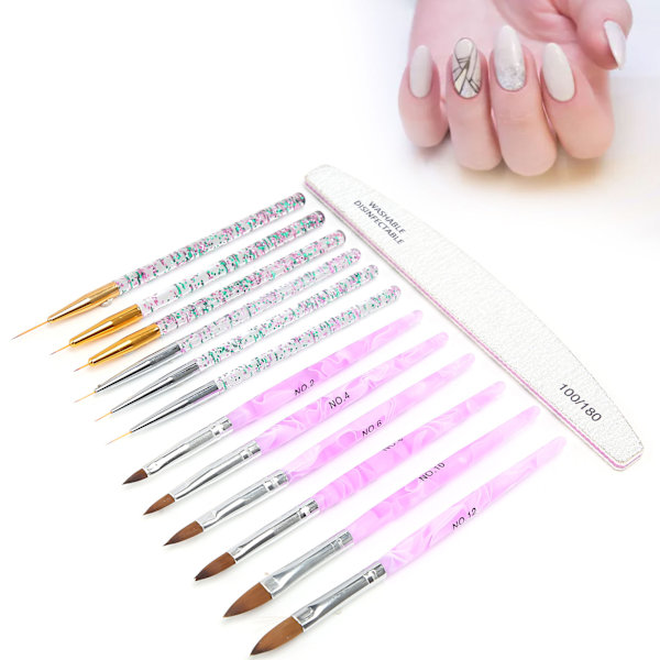 Ammattimainen Nail Art Liner Brush Tee-se-itse kynsien piirustus-maalaussivellin-viilu set