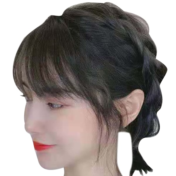 Clip in Bangs 3D Tunna Raka Lugg Hårbitar Förlängning för Kvinnor Flickor Nästan Ansiktsform