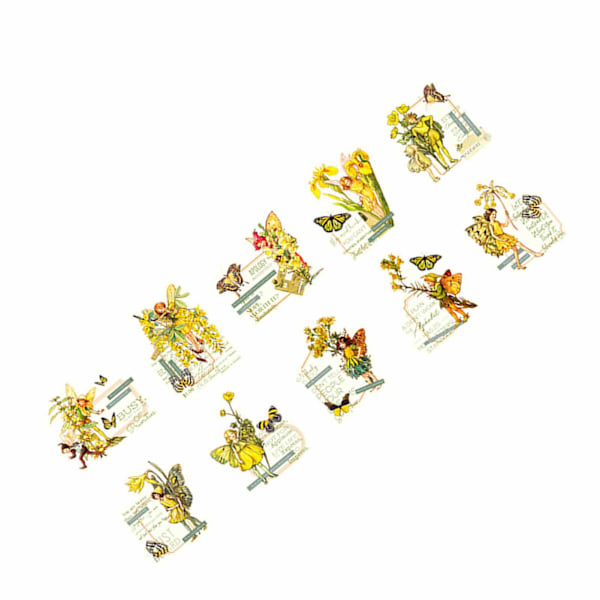 30 ark vintage fe-stickers, blomster fe-stickers til scrapbog, junk journal-artikler, DIY-håndværk, album, bærbare computere, gule