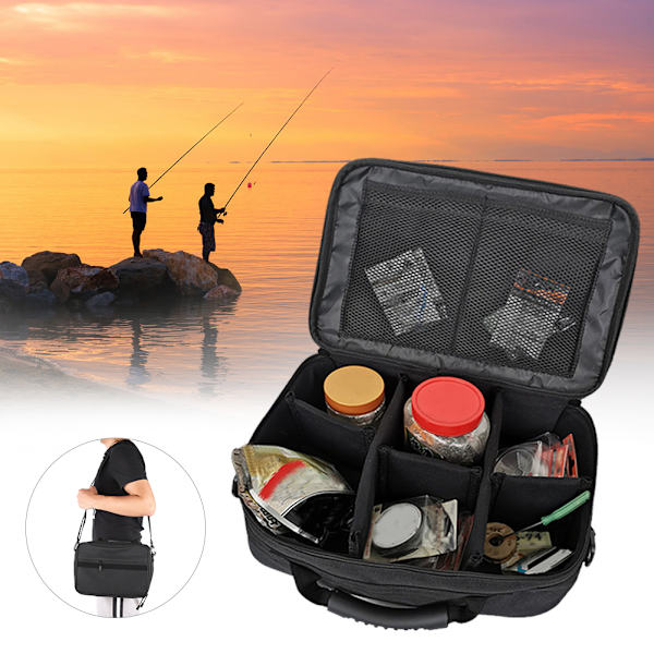 Fiskeväska över havet Fiskepaket Stor kapacitet Multificka Rulle Fiskelina 35x13,5x24cm