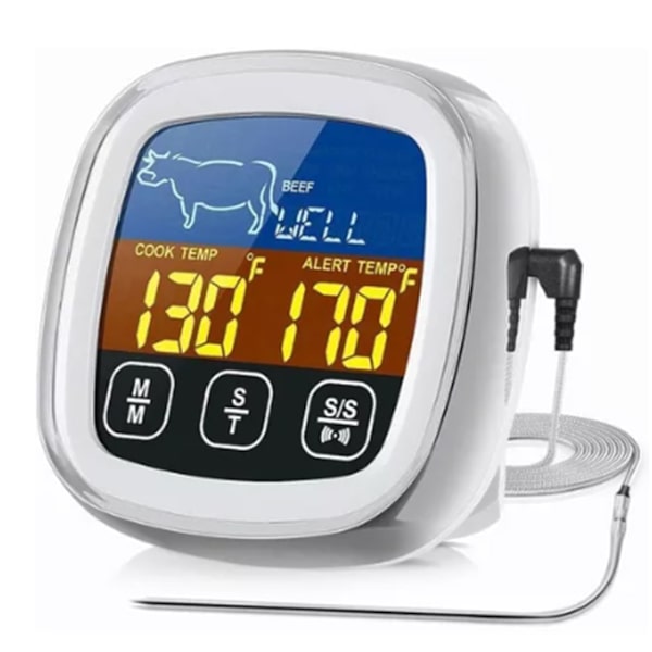 Digitalt kjøtttermometer med øyeblikkelig avlesning, berøringsskjerm, mattermometer med lang sonde for matlaging og grilling på kjøkkenet